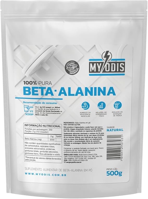 Beta-Alanina-500g-100-Pura-Importada-em-Po-Myodis.jpg Beta Alanina 500g - 100% Pura Importada - em Pó - Myódis - Imagem 1