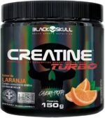 Creatine Turbo BlackSkull - Creatina Monohidratada em pó, com carboidrato para melhor absorção e performance (150g Pote, Laranja)