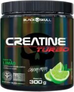 Creatine Turbo BlackSkull - Creatina Monohidratada em pó, com carboidrato para melhor absorção e performance (300g Pote, Limão)